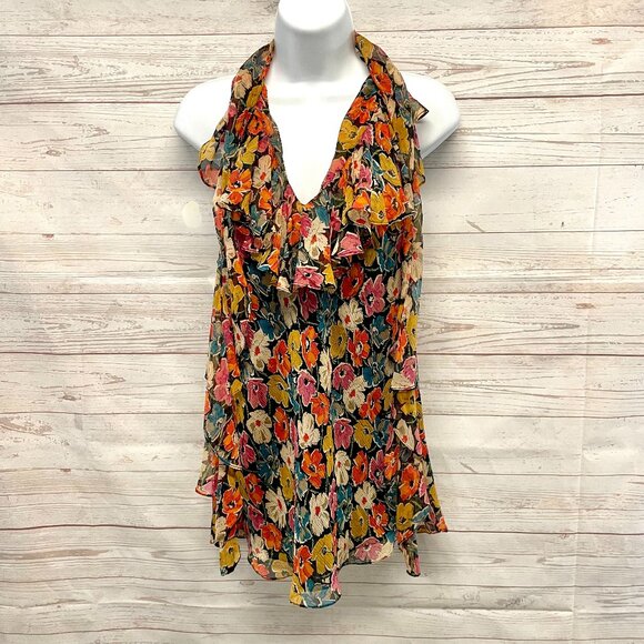Ralph Lauren Rugby Tops - Ralph Lauren Rugby Vintage Floral Silk Chiffon Blouse